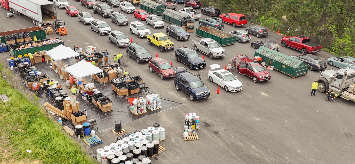 Cars line up as owners drop off their unwanted household hazardous waste